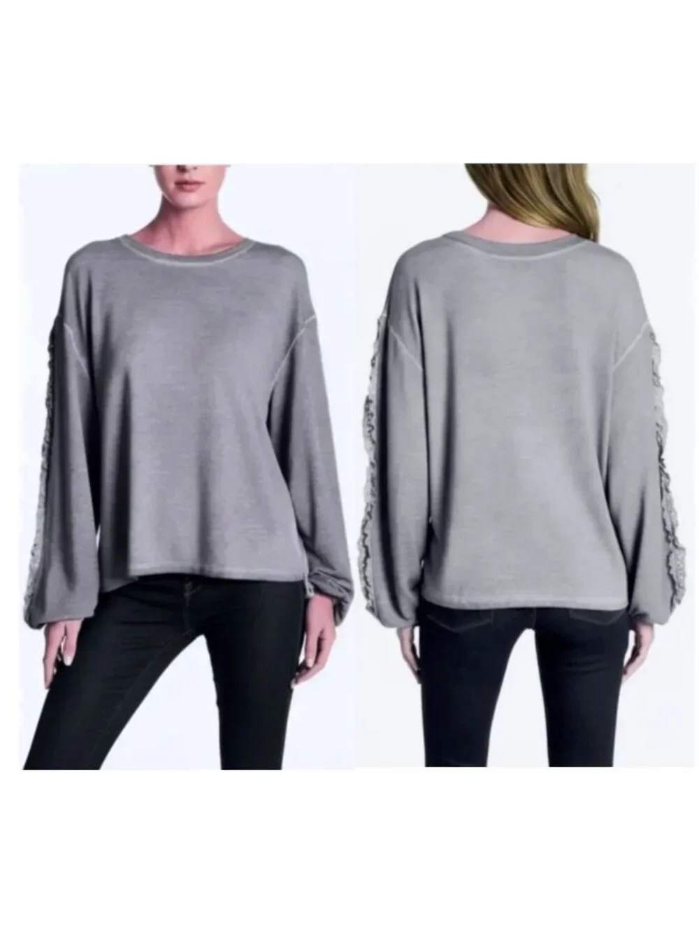 Dantelle Women's Gray Oil Dye Sweatshirt Pullover Top Size Small NWT